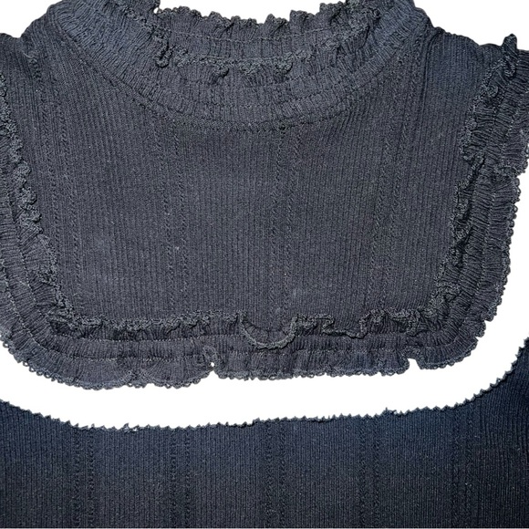 Sandro Black and White  ruffle trim shirt size 3 - Picture 4 of 9
